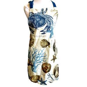 Michel Design Works Ocean Tide Chef's Cotton Apron Coral, Shells, & Sea Plants
